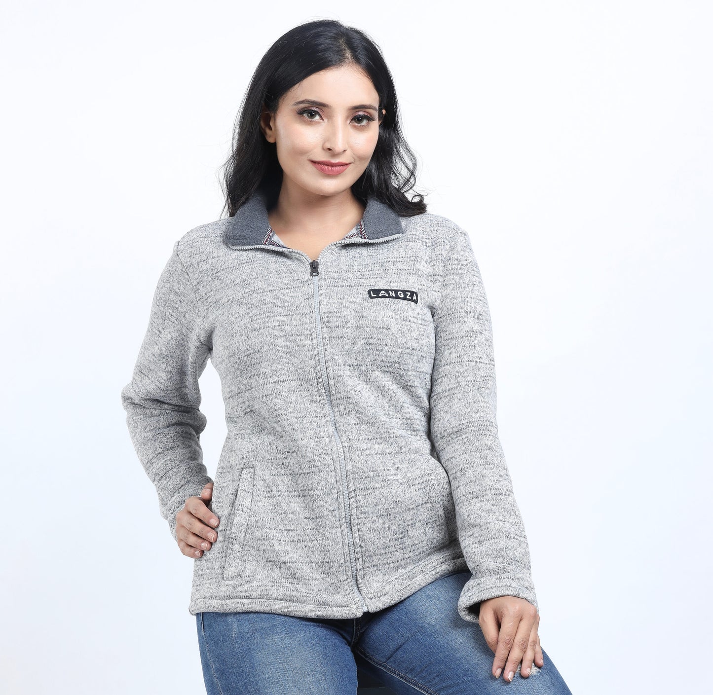 Langza Women's Sweater knit full zip Polartec® fleece